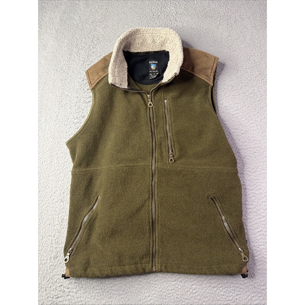 Kuhl Alpenwurx Fleece Vest Sherpa Collar Full Zip Men's Size Large Olive Green